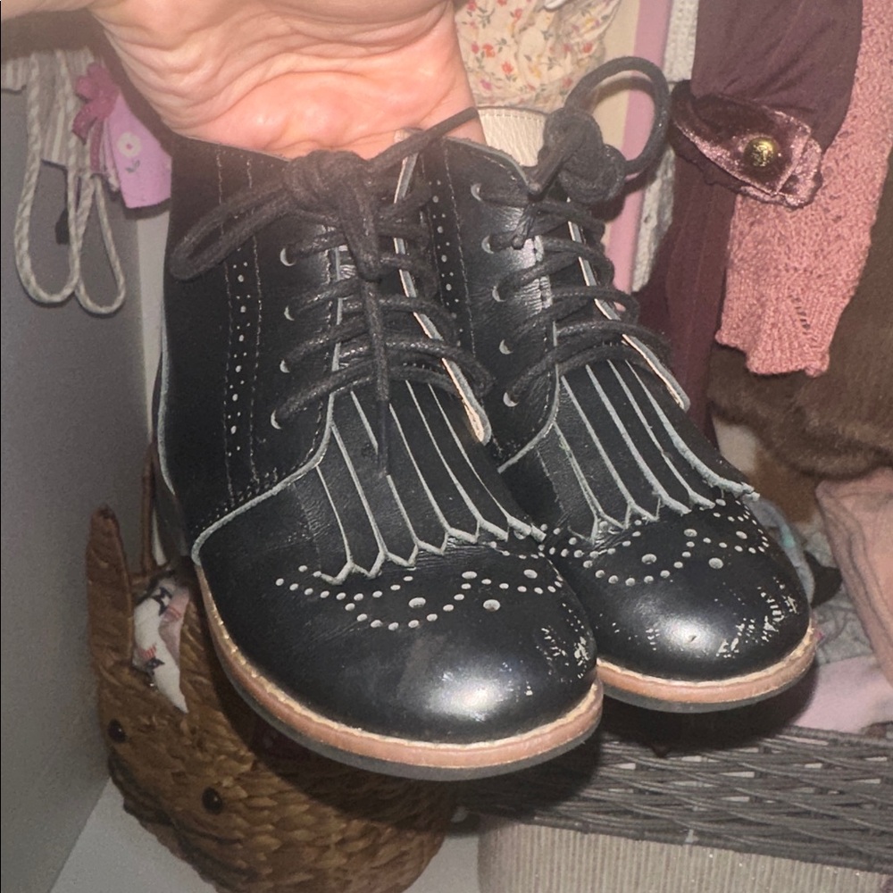 Toddler girl European Lace-Up Leather Ankle Boots